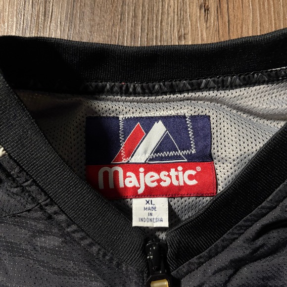 Majestic Men's‎ XL Baseball Pullover Jacket Black R Logo Long Sleeve - Picture 3 of 6